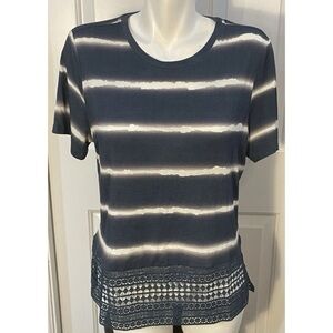 Laundry by Shelli Segal Top Womens Medium Short Sleeve Lace Bottom